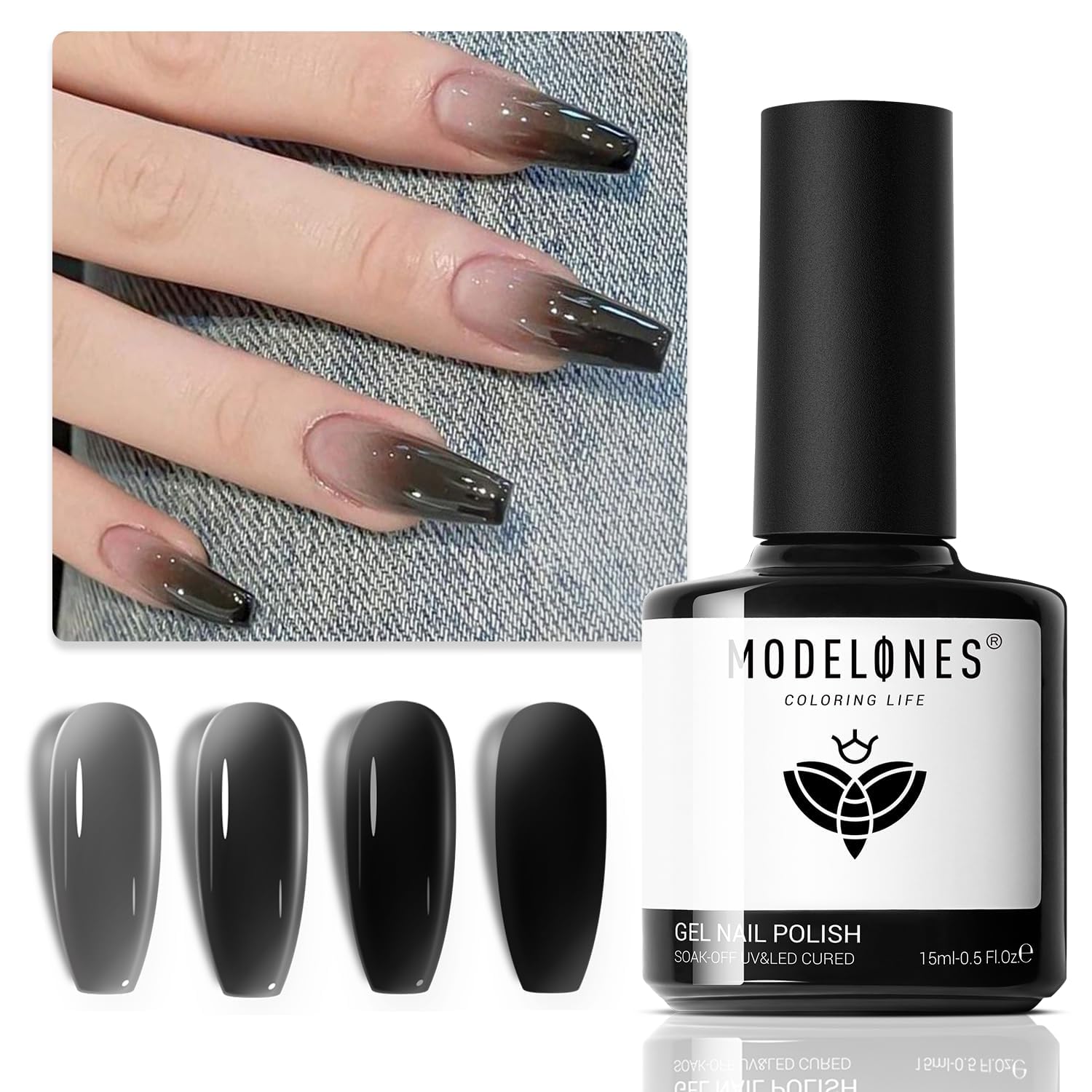Vishine Gel-Nagellack In Rein Schwarz (16 Ml) – Hochpigmentiert, Langanhaltend Bis 21 Tage, Für UV/LED-Lampen
