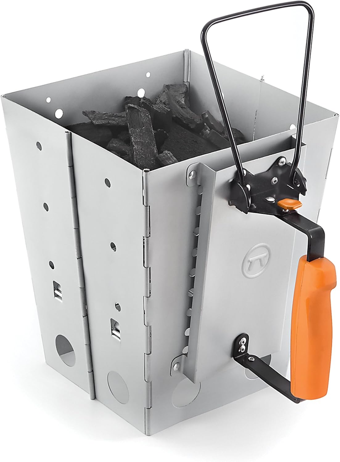 Outset 76356 Collapsible Camping Grill and Chimney Starter, Metallic, 1 ea