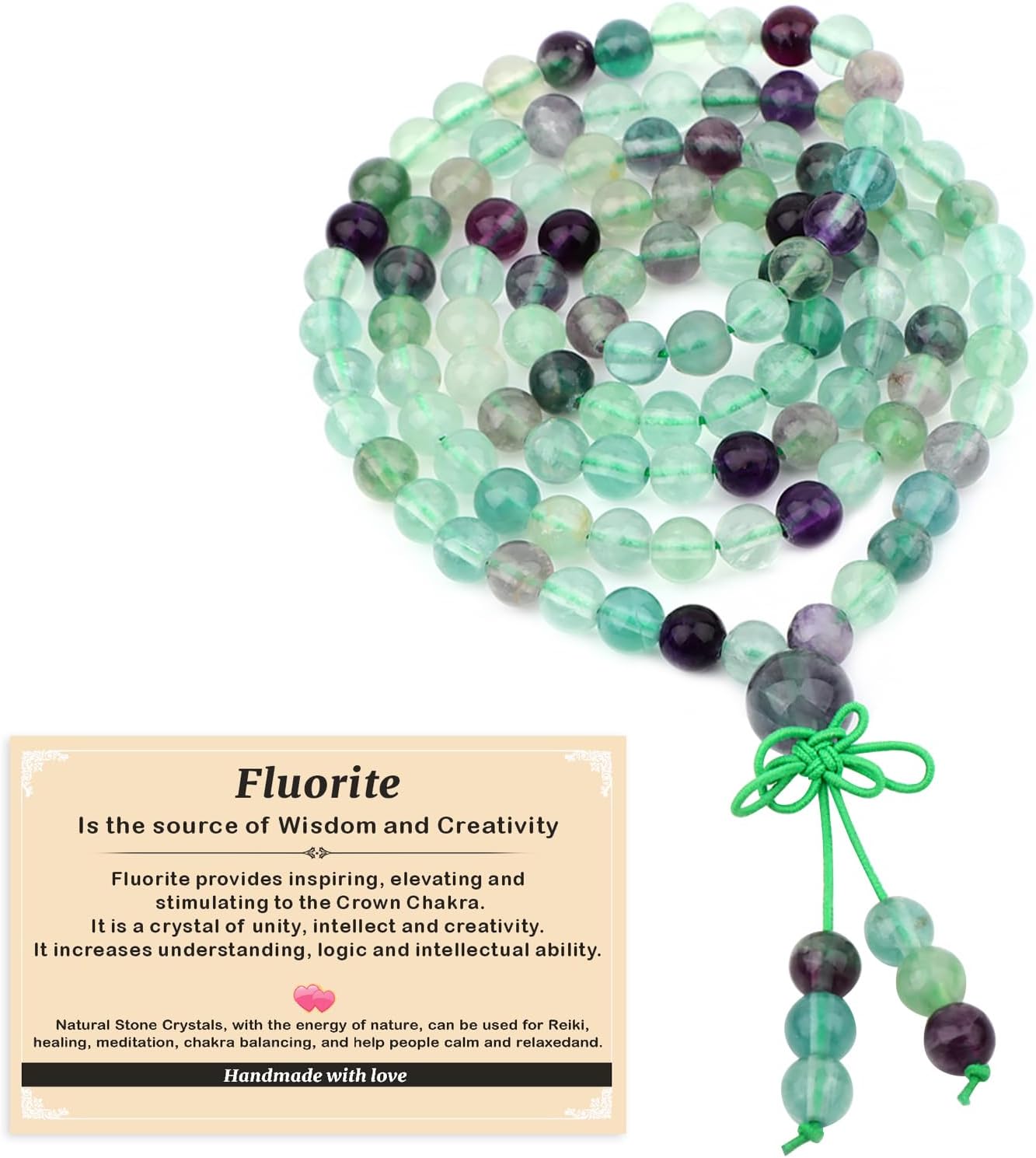 AD Beads 6mm 8mm 108 Prayer Mala Jasper Elastic Bracelet - Handmade Yoga Meditation Healing Power Energy Gifts for Unisex Adult.