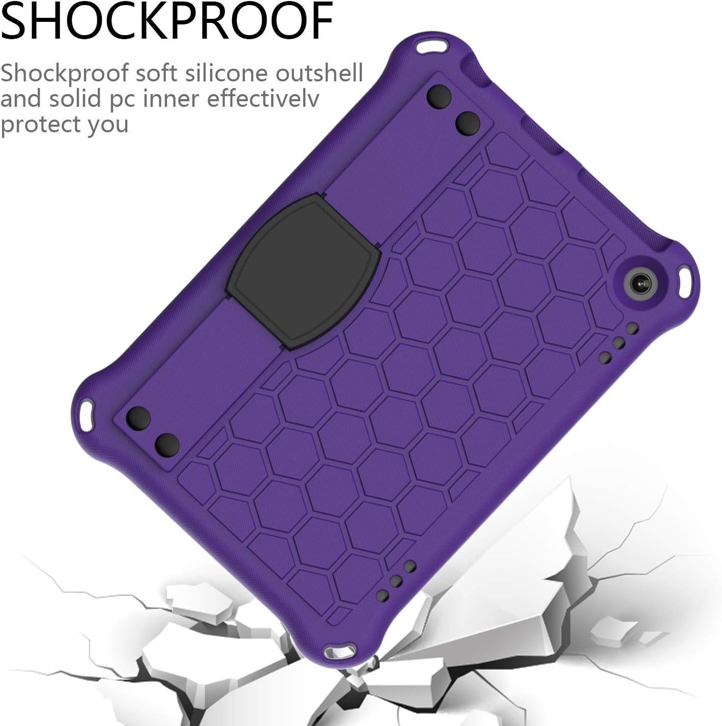 Bumper Case for Fire HD 8"/Plus 10th Gen (2020 Only), Techcircle Shockproof Hand Belt Stand Cover Kids EVA Foam Honeycomb Protective Case with Shoulder Strap Handle Light Cover, Purple