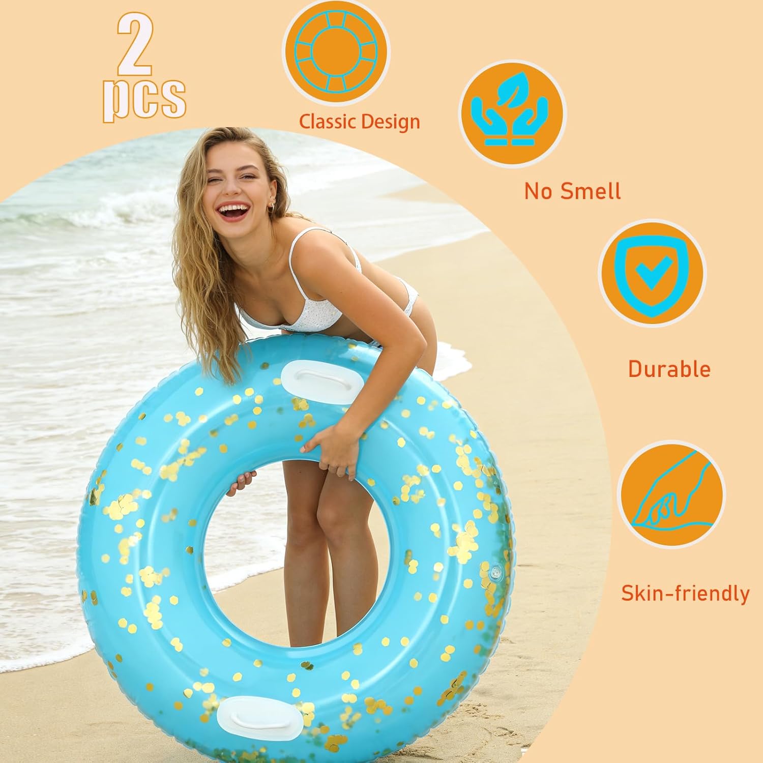 Large Swim Ring with Handles for Adults,47 Inch Classic Pool Swimming Rings Pool Inner Tubes,Inflatable Pool Floats,Pool Floaties Adult Size for Summer Pool Party Beach