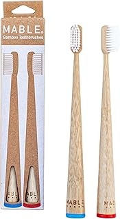 MABLE Bamboo Toothbrush for Adults – Soft Bristle, Compostable Wooden Toothbrushes, Available in 2 Pack and 4 Pack (Soft Bristles (Pack of 2)