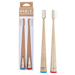 MABLE Bamboo Toothbrush for Adults Soft Bristle Compostable Wooden Toothbrushes Available in 2 Pack Soft Bristles Pack of