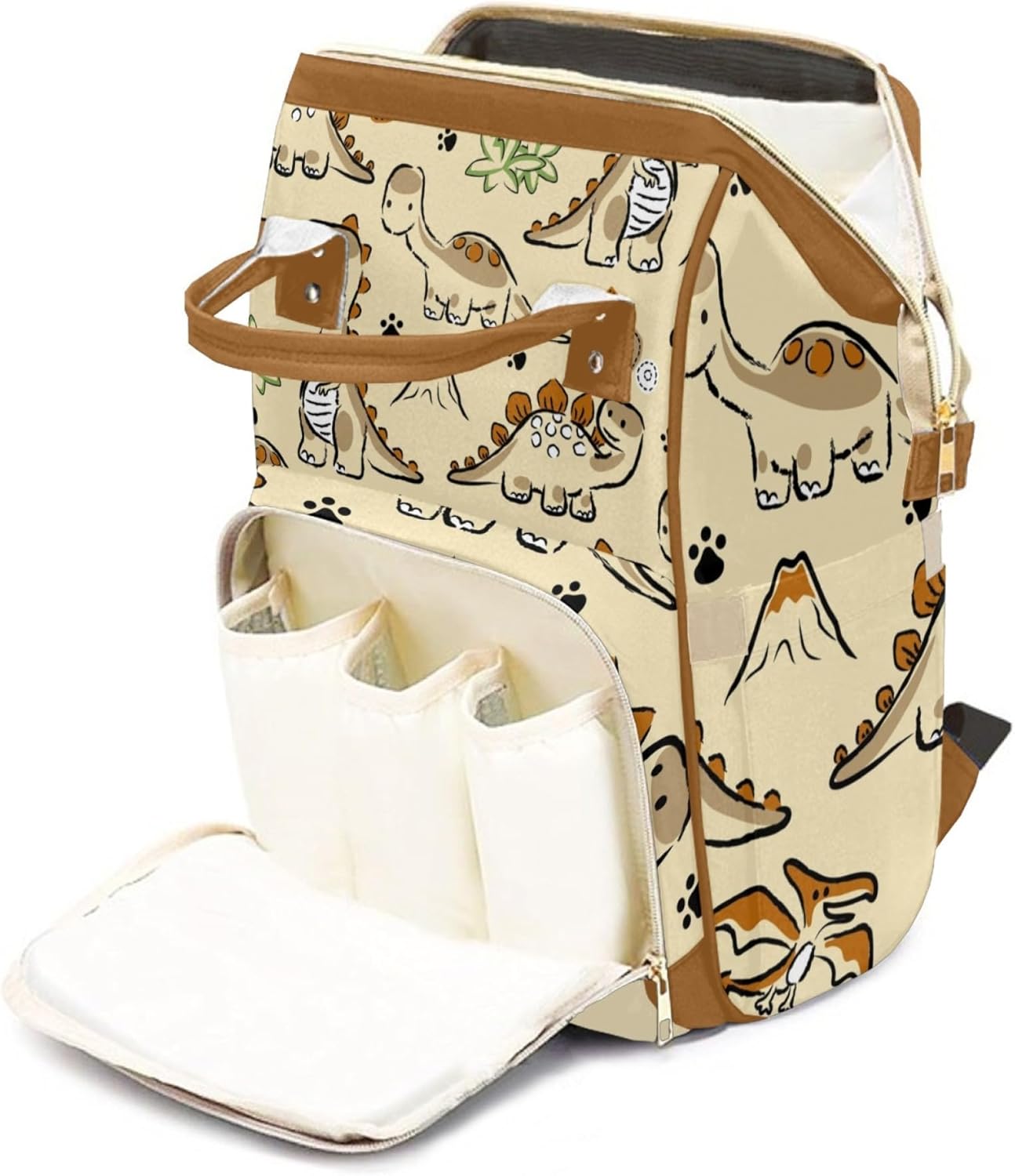 Personalized Diaper Bag Mommy Bag with Multi-function Shoulders Outdoor Backpack for Newborn Baby Boy Dinosaur, Customized Nappy Backpack with Thermal Pockets Nursing Bags for Boys