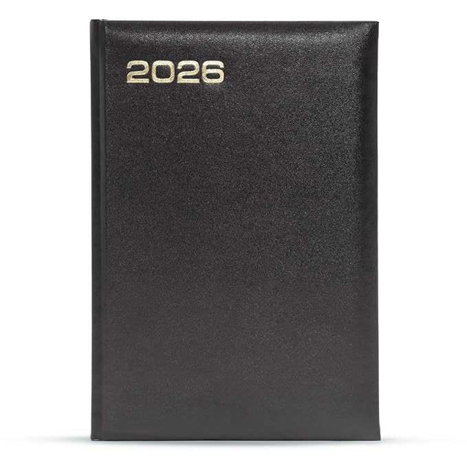 Mahavir Standard Diary 2026 | A5 Size | One-Day-to-a-Page New Year Diary with Thumb-Cut Indexes | 424 pages | Vinyl/Acrylic Coated Cover Material | (Black)