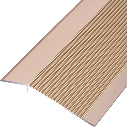 Tira de transición de piso de 3.9 in de ancho, reductor de umbral de puerta para suelos irregulares, recortadora de bordes de aluminio para suelos