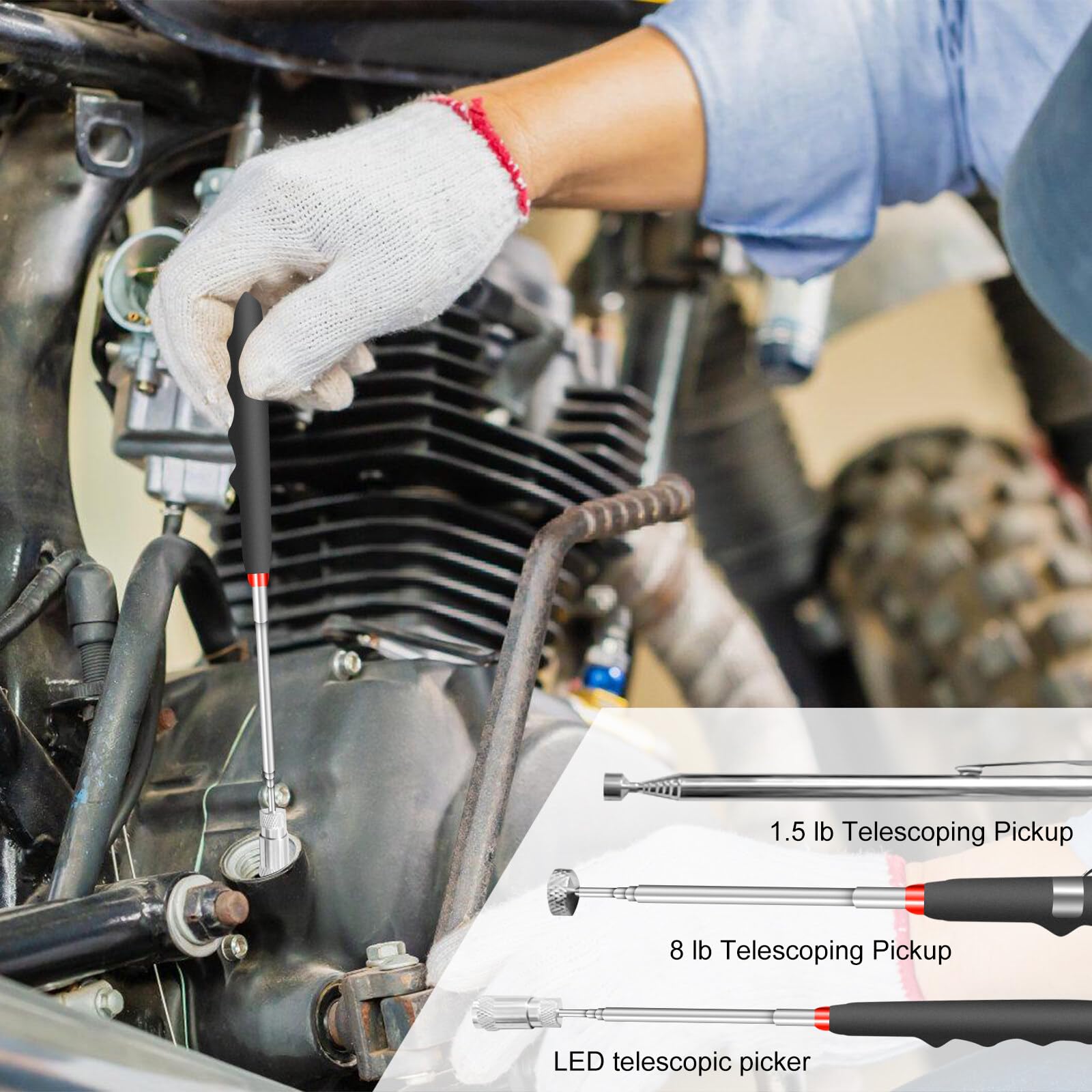 HERO 5-teiliges Teleskop Werkzeug Set - Mit LED, Magneten & Spiegeln