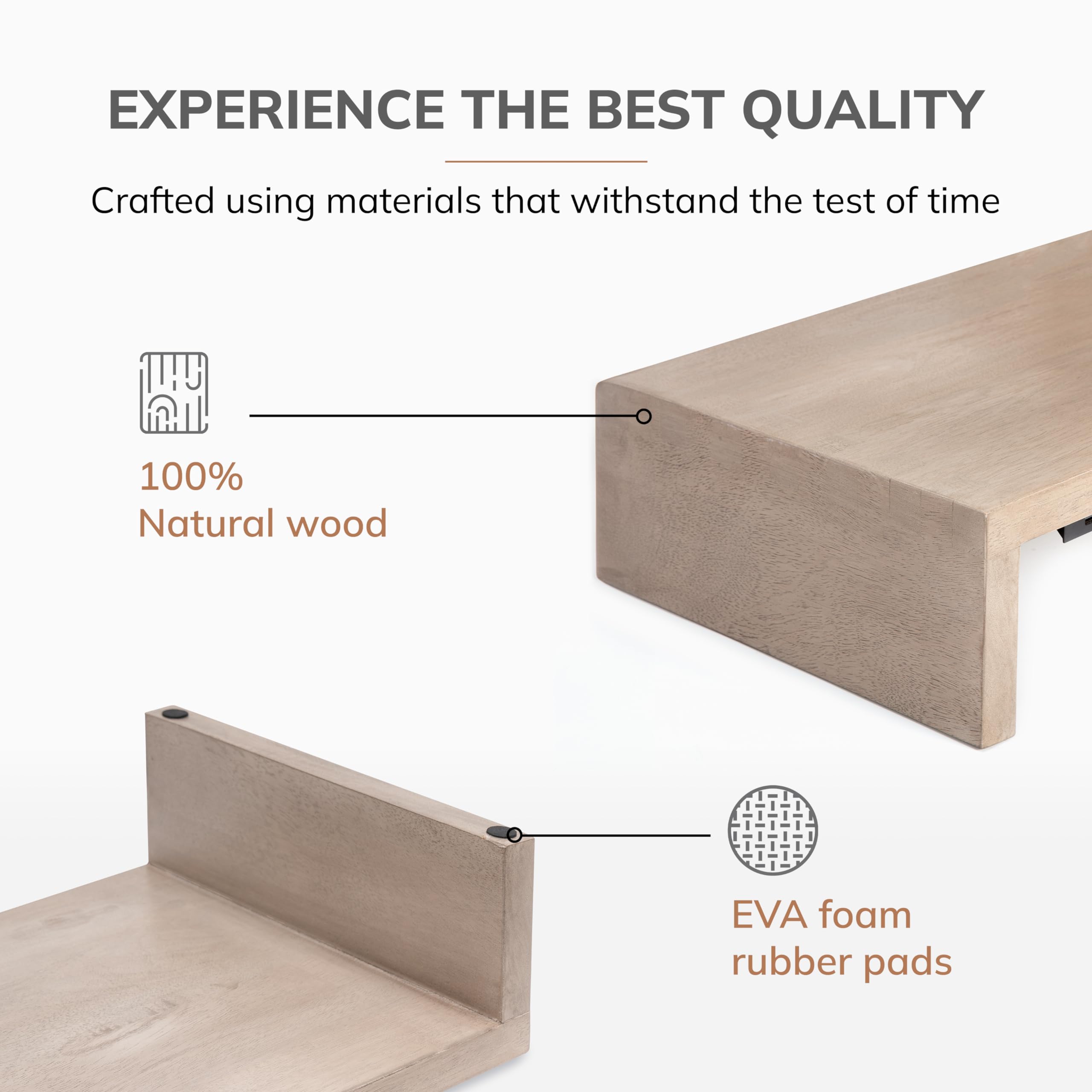 Anji Mountain Wooden Monitor Stand - Elegant Monitor Riser,Perfect Monitor Stand For Desk Organization, Durable Wood Construction Monitor Stands,Enhances Ergonomics And Workspace Efficiency,White Wash