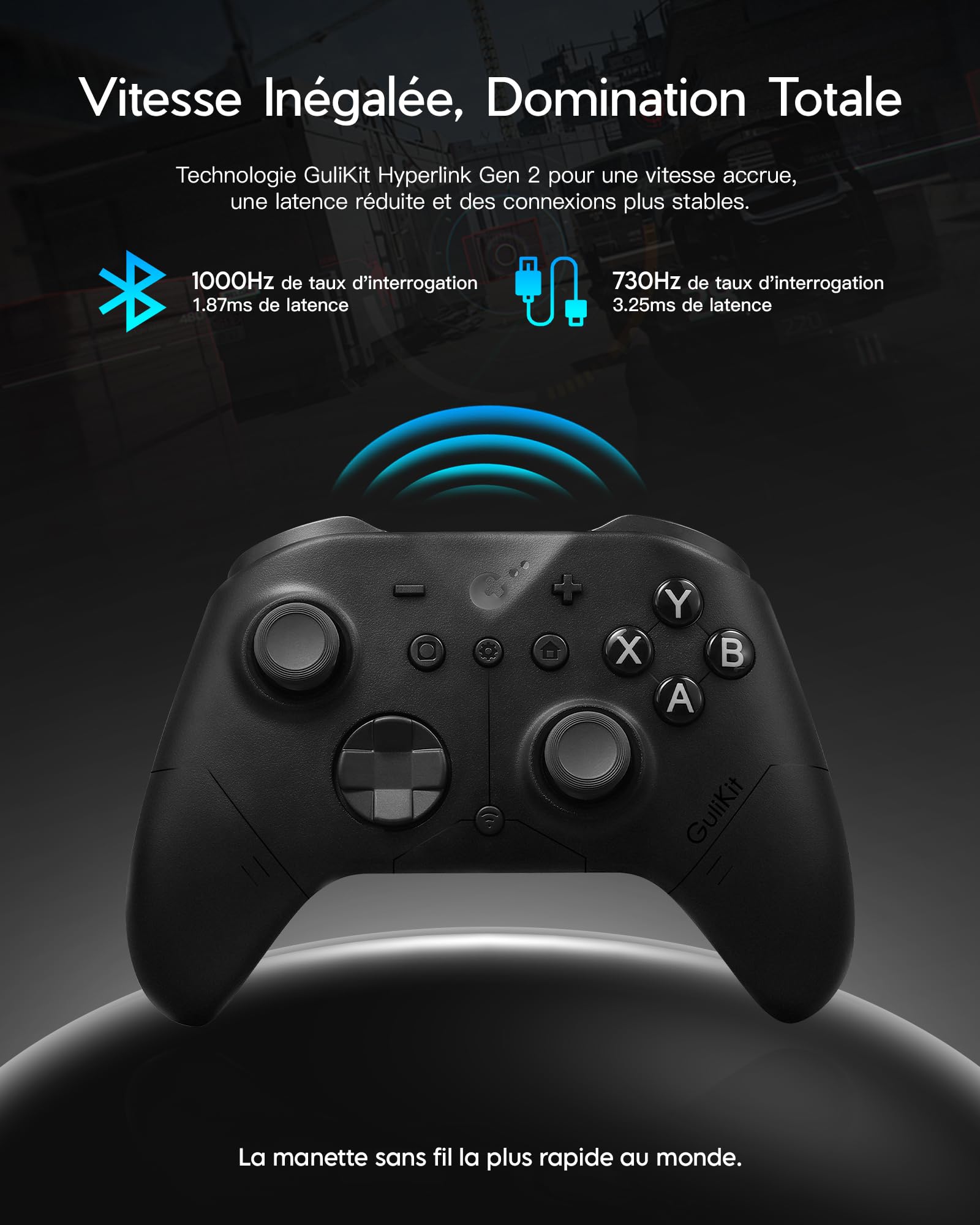 GuliKit ES PRO Manette Sans Fil pour PC Switch 1/2 Android – La manette la plus Rapide avec une Latence de 3,25 ms, Des Joysticks TMR, une Autonomie de 30 Heures et une Fonction de Réveil