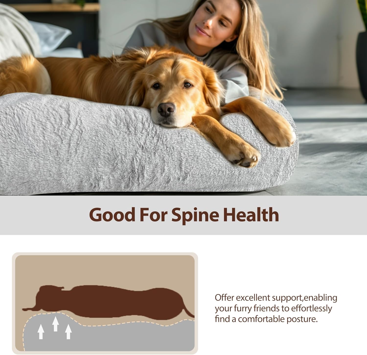 review L&W BROS. Human Dog Bed for Adult Premium Orthopedic XL Dog Bed with Memory Foam and Faux Fur Cover 71
