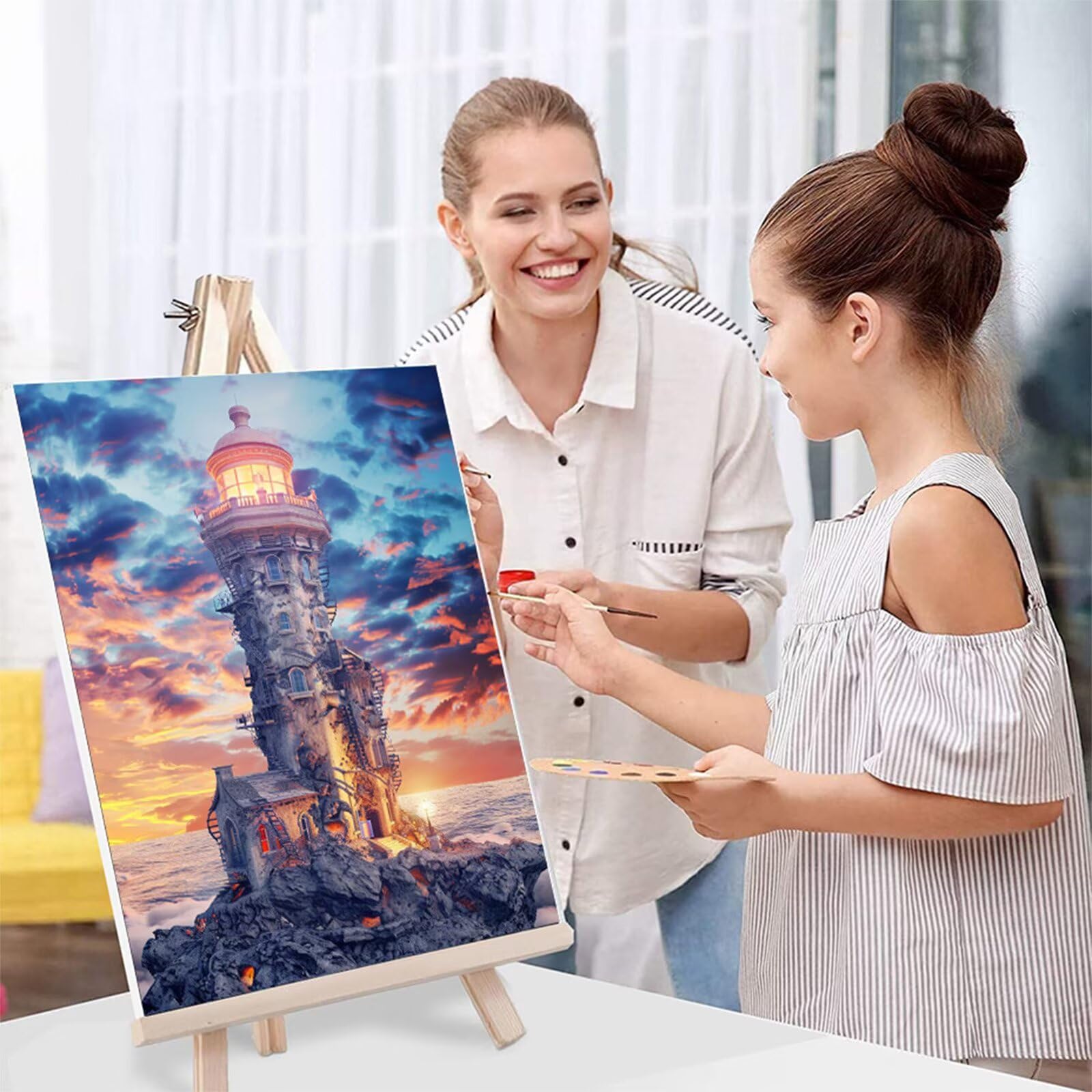 Malowanie po numerach, latarnia morska, malowanie po numerach, dla dorosłych z ramą, malowanie według numerów, dla dzieci, początkujących, DIY, akrylowy pigment, rysunek, malarstwo, sztuka i
