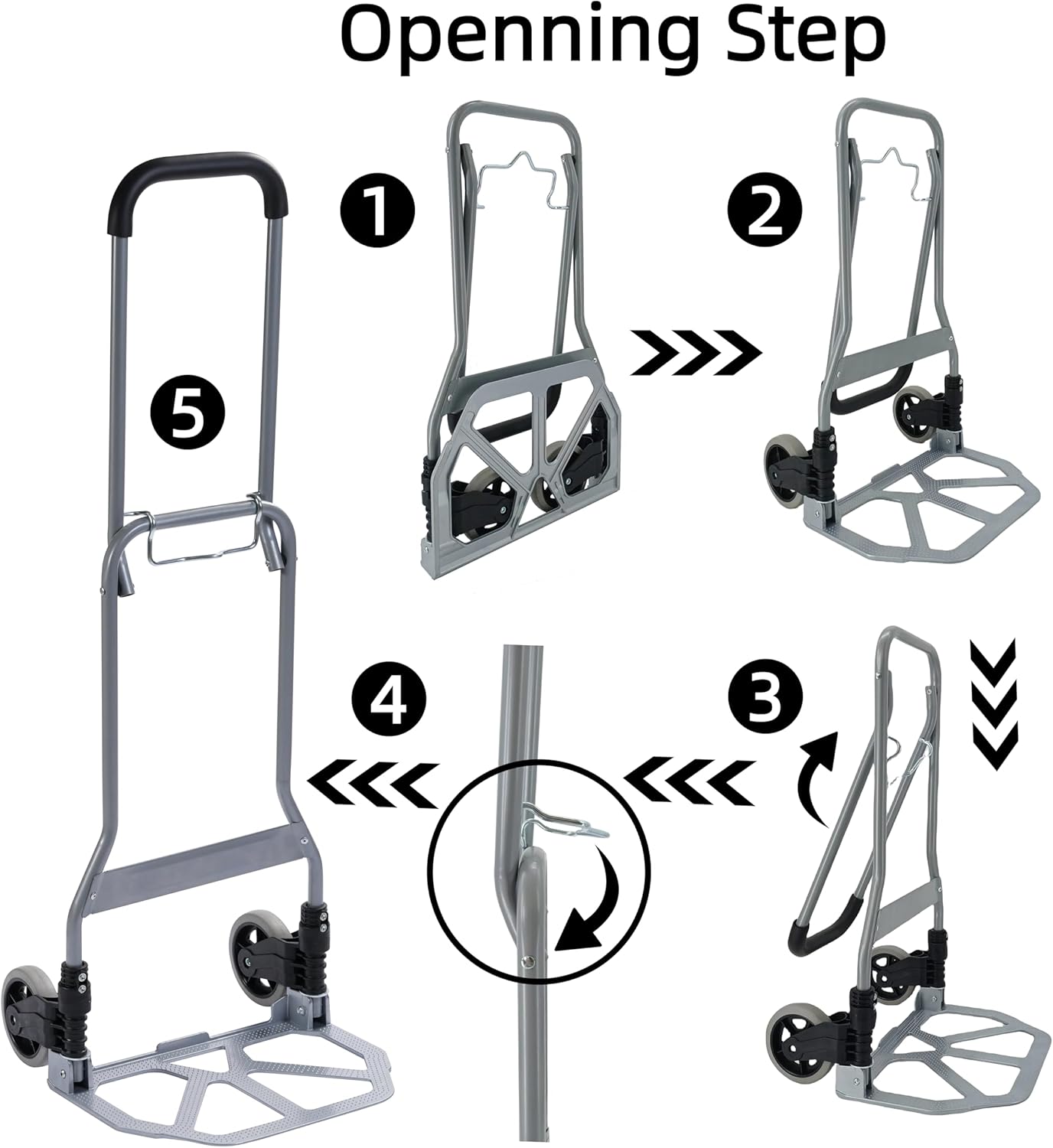 Stair Climbing Cart, Folding Hand Truck Dolly with Silent Wheels - 165LB Stair Cart Climber Heavy Duty Portable Dolly for Apartment Moving, Groceries, Travel, Home  Office