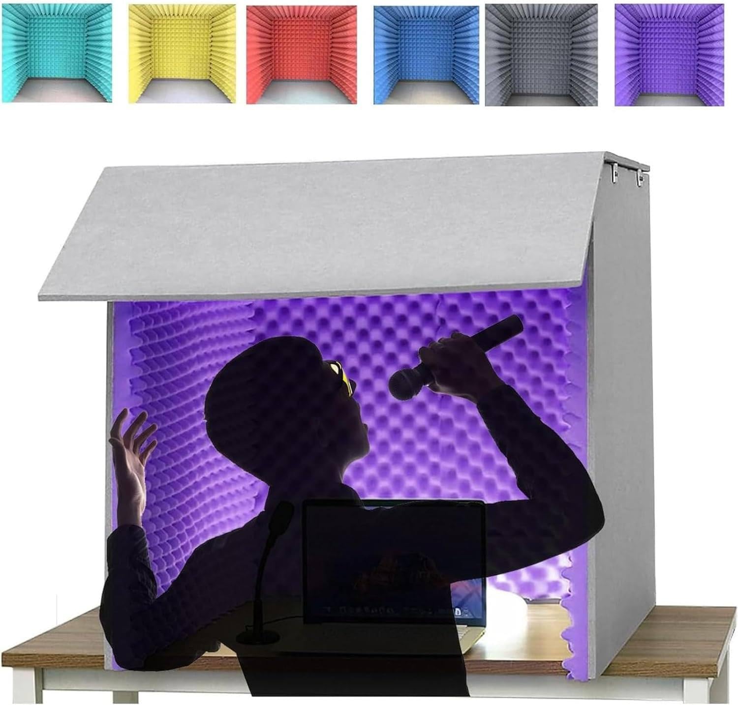 Cabina vocal portátil insonorizada para grabación profesional, escudo de aislamiento de ruido con espuma absorbente de sonido, ideal para estudios en casa y podcasting