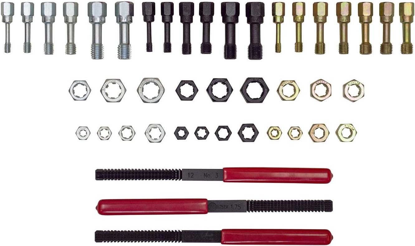 OEMTOOLS 27142 Thread Chaser Set, Thread Repair Kit for SAE Metric Repair 3 Files, 1/4 to 9/16 in and 6 to 12 mm Taps and Die, Rethreading Tool Kit