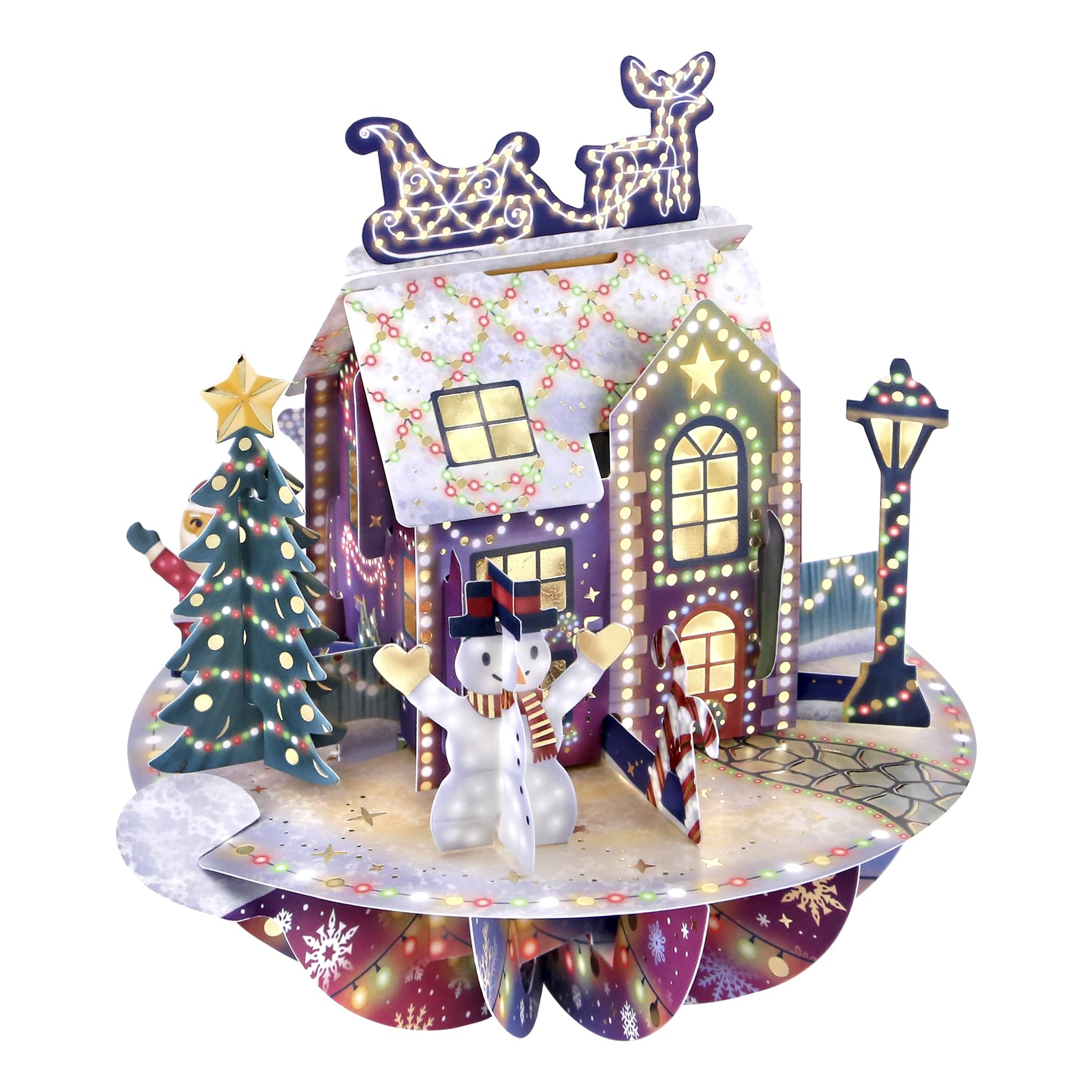 Santoro Pirouette 3D Pop-Up Grußkarte – Weihnachtsschlitten, Inkl. Umschlag, Personalisierbar