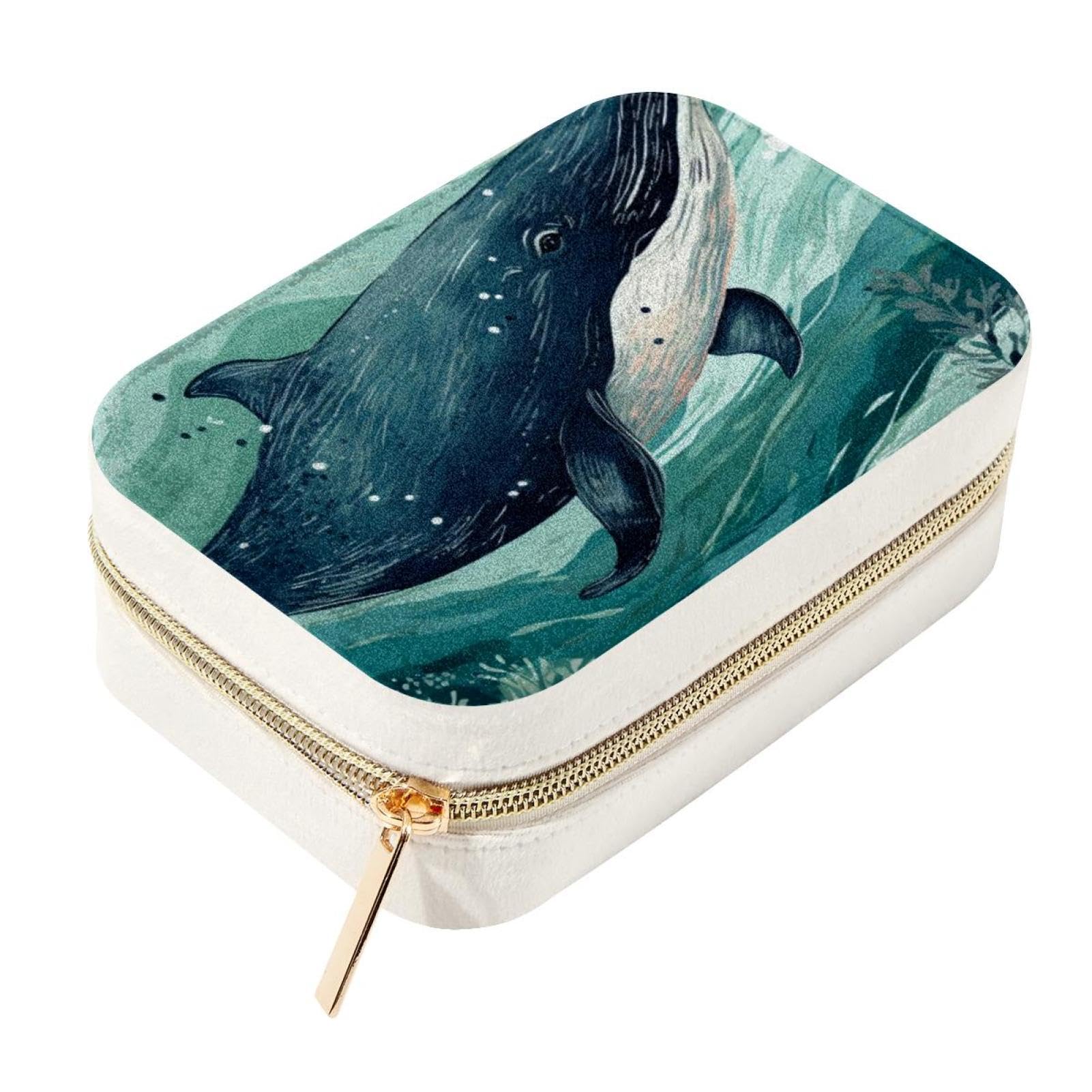 Organiseur de voyage portable pour bijoux avec motif baleine compact