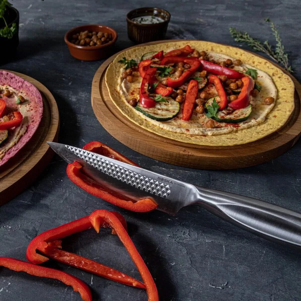 Boska Knife Set Monaco+ / Zestaw 3 / Profesjonalne noże kuchenne/Stal nierdzewna/Ostre jak brzytwa/Ergonomiczne/Nóż szefa kuchni/Nóż Sous Chef'a/Nóż do warzyw/Wytrzymałe/Pudełko prezentowe
