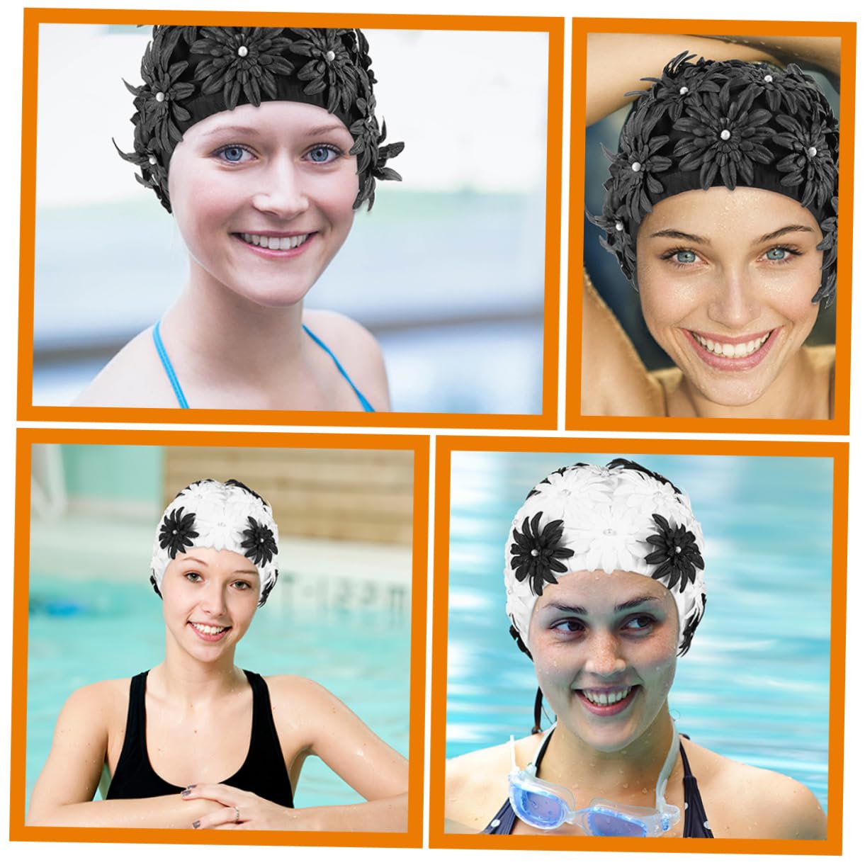 Toyvian Tapa De Natación De Flores Impermeable Piscina Gorras para Mujer Nadar Neopreno Adulto Largo Gorra De Natación Gorras De Natación Gorro De Baño Mujer Brocado