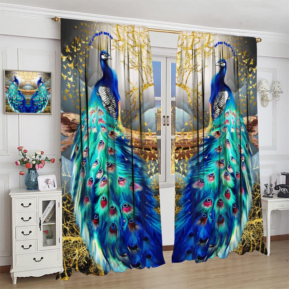 Cortinas Opacas Con Estampado 3D De Loto - 180x200 Cm, 100% Seda Negra, Para Dormitorio O Sala