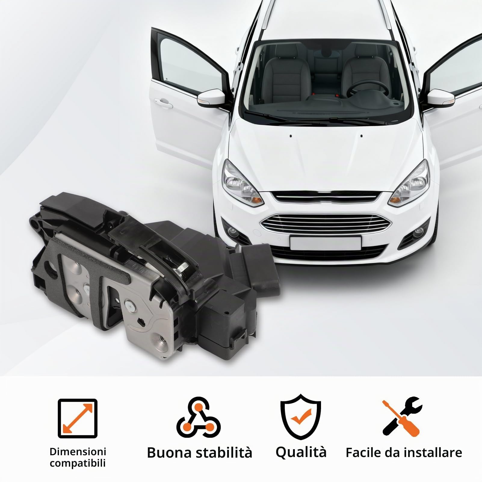 Attuatore serratura porta meccanismo serratura anteriore destro compatibile con Fiesta Attuatore serratura porta compatibile con Transit Connect Courier Focus C-max AM5AU21812BF
