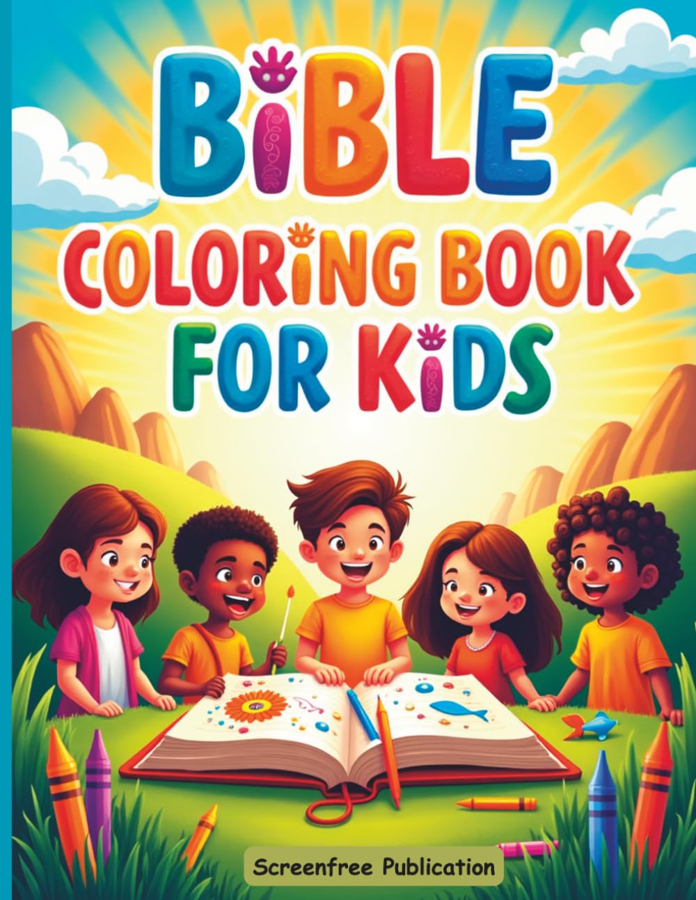 Bible Coloring Book for Kids: Fun Christian Coloring Pages Featuring Bible Stories, Jesus, Noah's Ark, Moses, David, and Faith-Based Activities for Children Ages 4–8