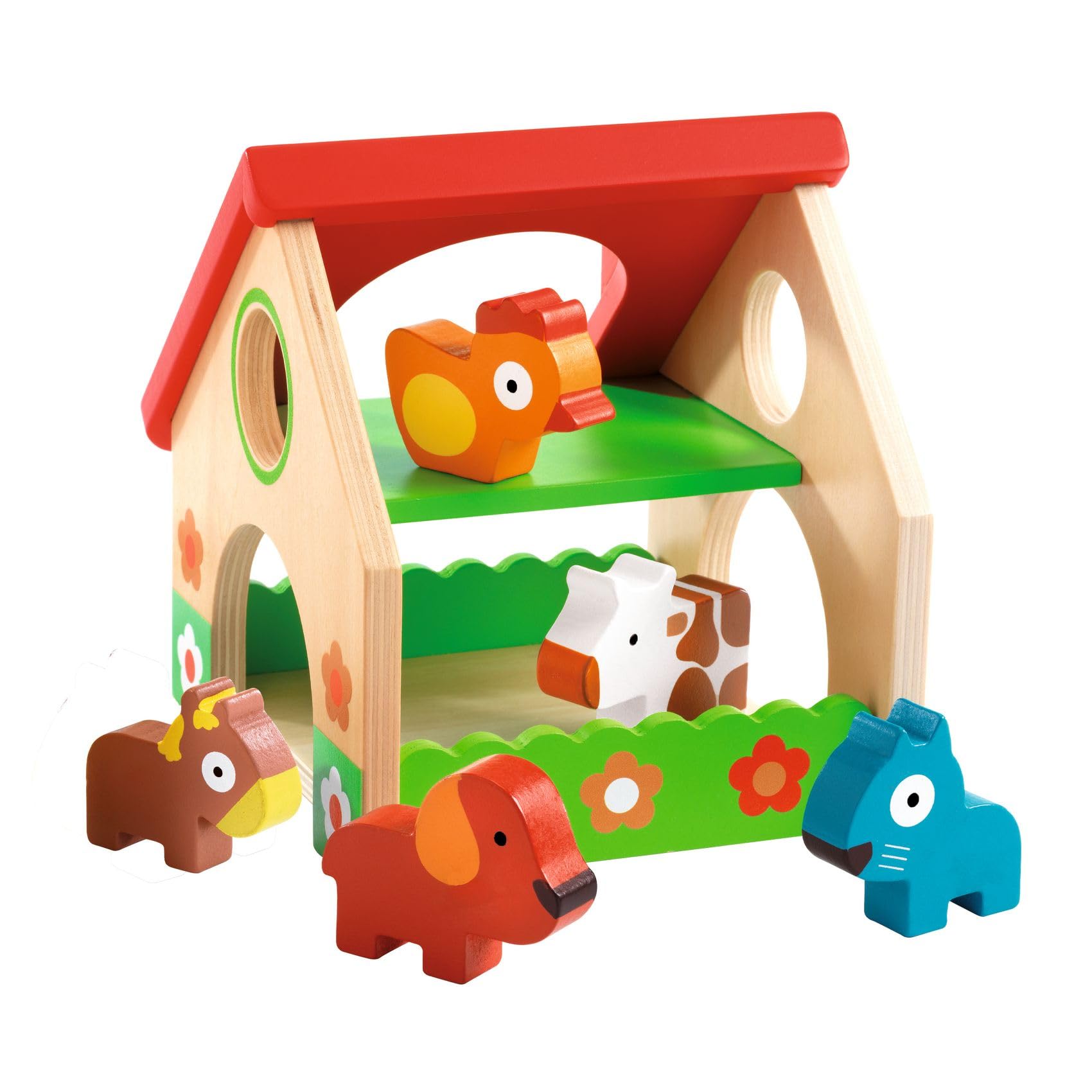 DJECO Early Learning Mini Farm - Cute Animal Toys for Toddlers - Fun & Creative Activity for Family & Friends - Adorable Wooden Farm Set for Children 18+ Months Girls & Boys