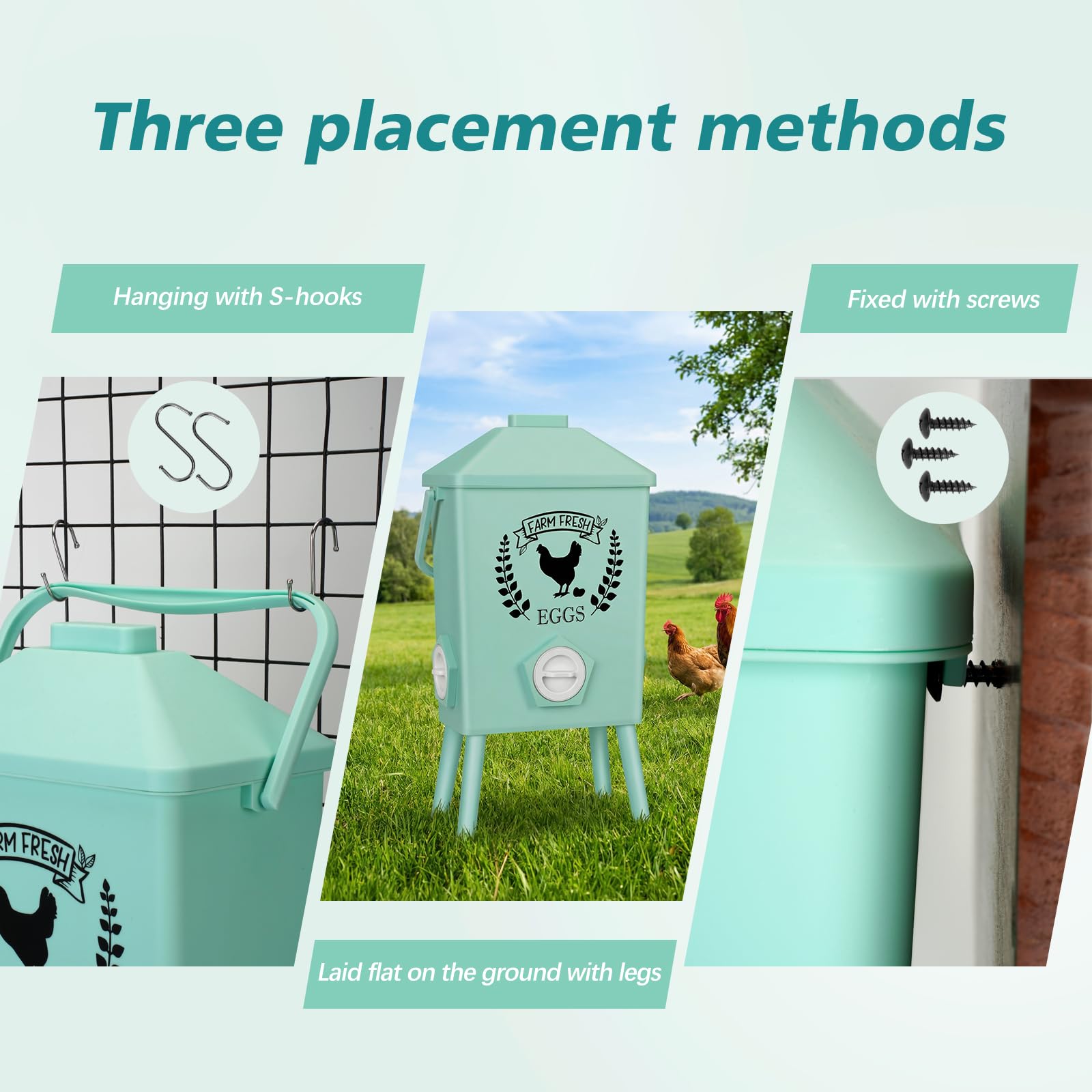 Tgeyd - Juego de comedero y bebedero automático para pollos (4.2 galones/9.5 kg) con patas de soporte, diseño de techo inclinado, sistema de alimentación por gravedad para aves de corral, accesorios