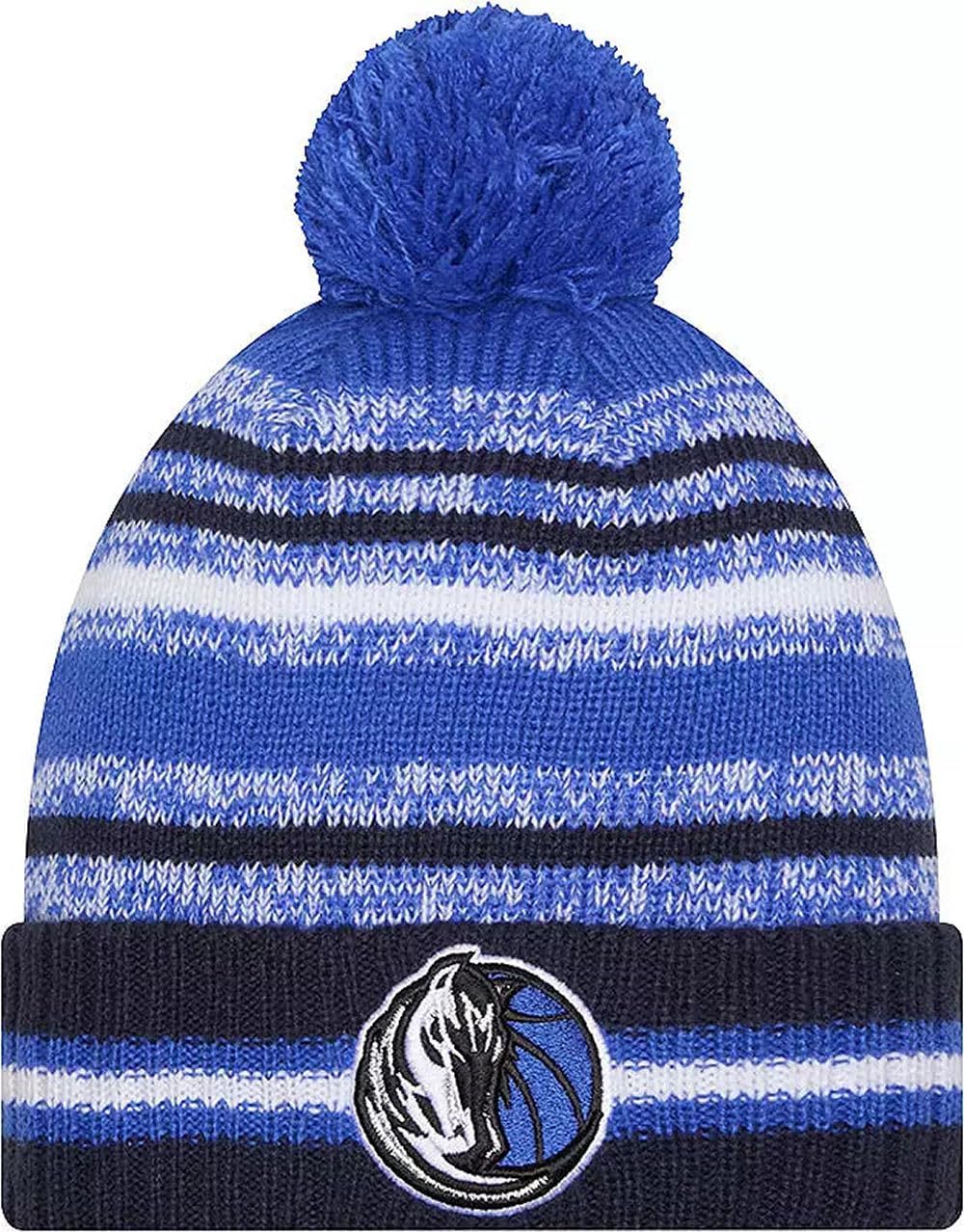 Sideline Sport Striped Cuffed Knit Beanie Hat Pom - NBA Cheer Winter Knit Toque Cap