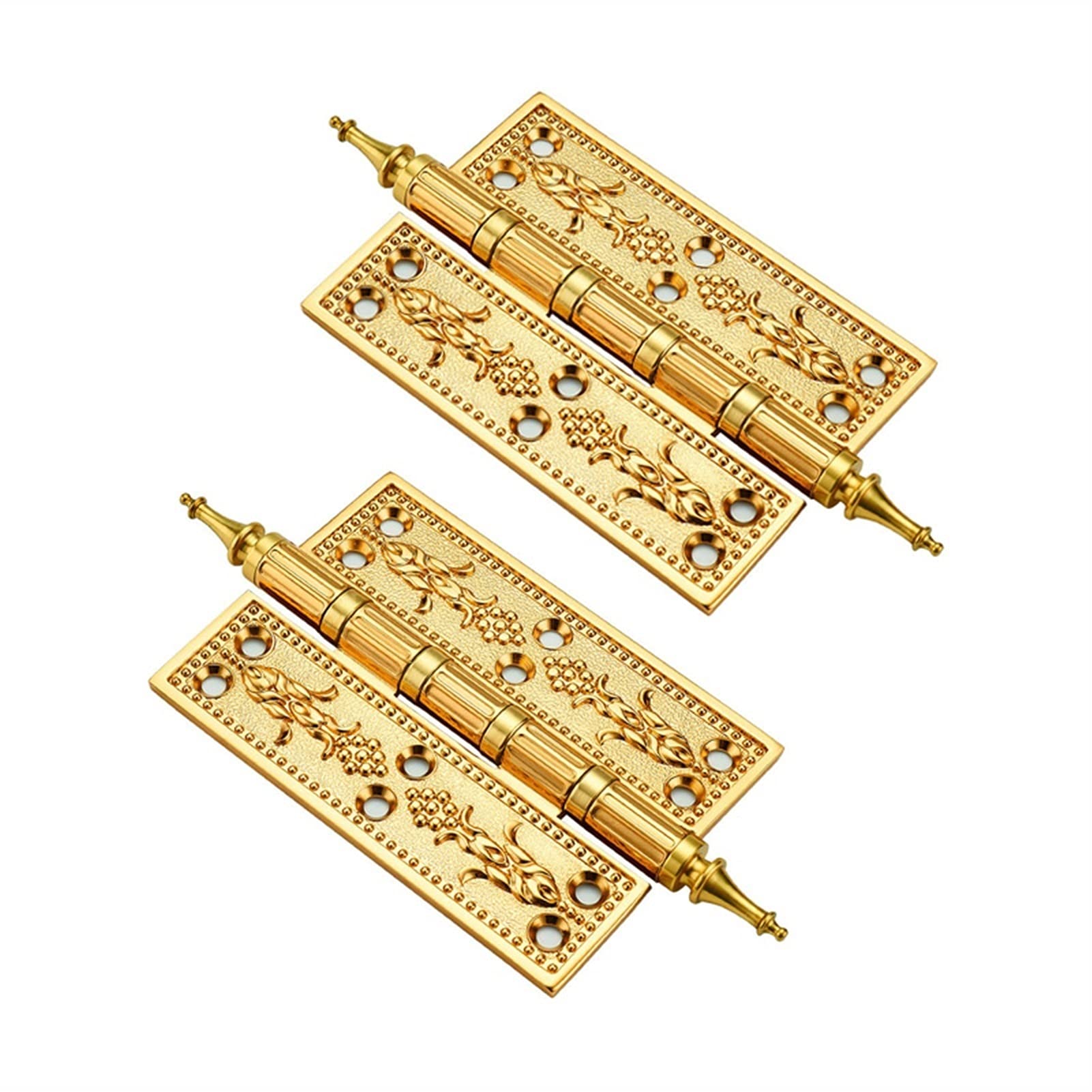 Shundeed Gold 2 Sets Of European-Style Carved Flat Hinges, Silent Bearing Door Hinges, Used For Bedroom Doors, Office Doors, Etc.(Gold)