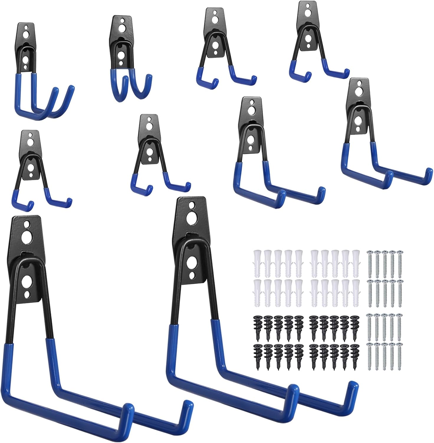 VORXEON 10Pcs Garage Storage Hooks Heavy Duty, Carbon Steel Double Wall