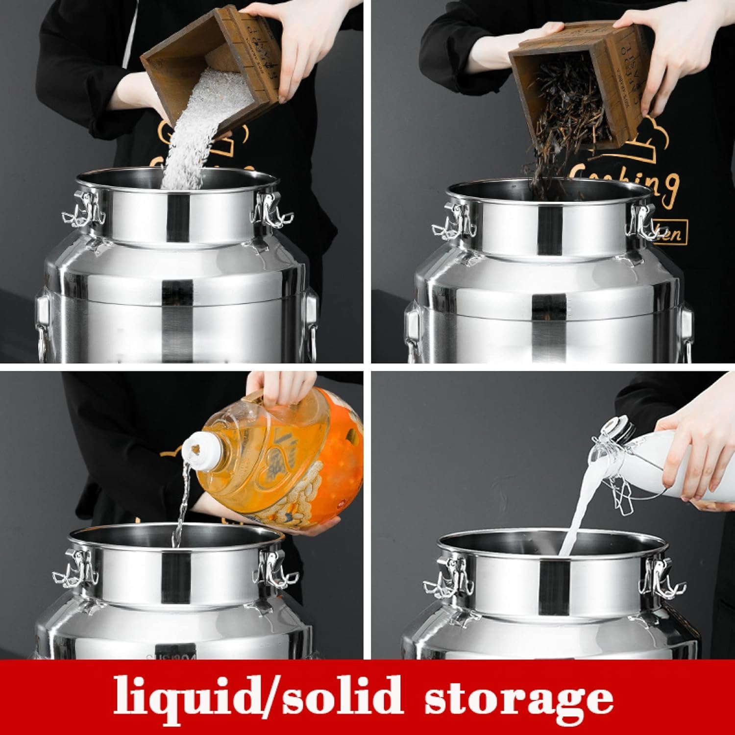 QHQQXN Lata de Leche de Acero Inoxidable de 8 litros – Recipiente Apto para Uso alimentario con Tapa sellada y Grifo – Jarra Multiusos para Agua, Vino, Aceite, té – Ideal para Cocina y Granja