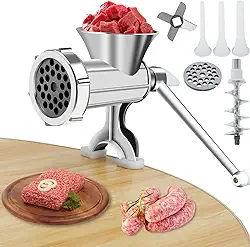 Moedor de carne manual com manivela de carne à prova de ferrugem moedor de salsicha de mesa picador de carne de porco com 3 tubos de máquina de salsicha máquina de moer carne multifuncional