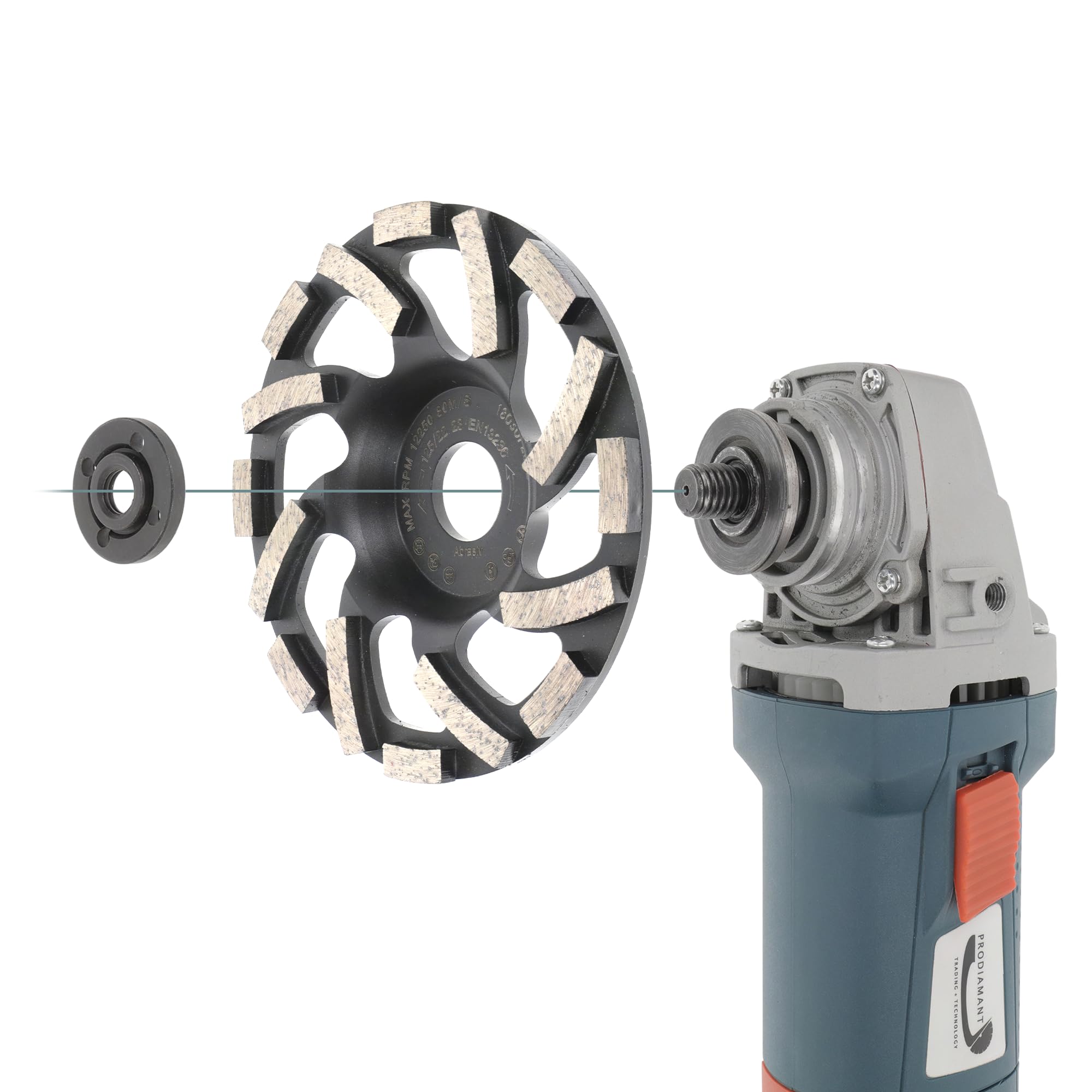 PRODIAMANT ST91 Meule boisseau diamantée turbo 125 mm x 22,23 mm pour asphalte chape matériaux abrasifs