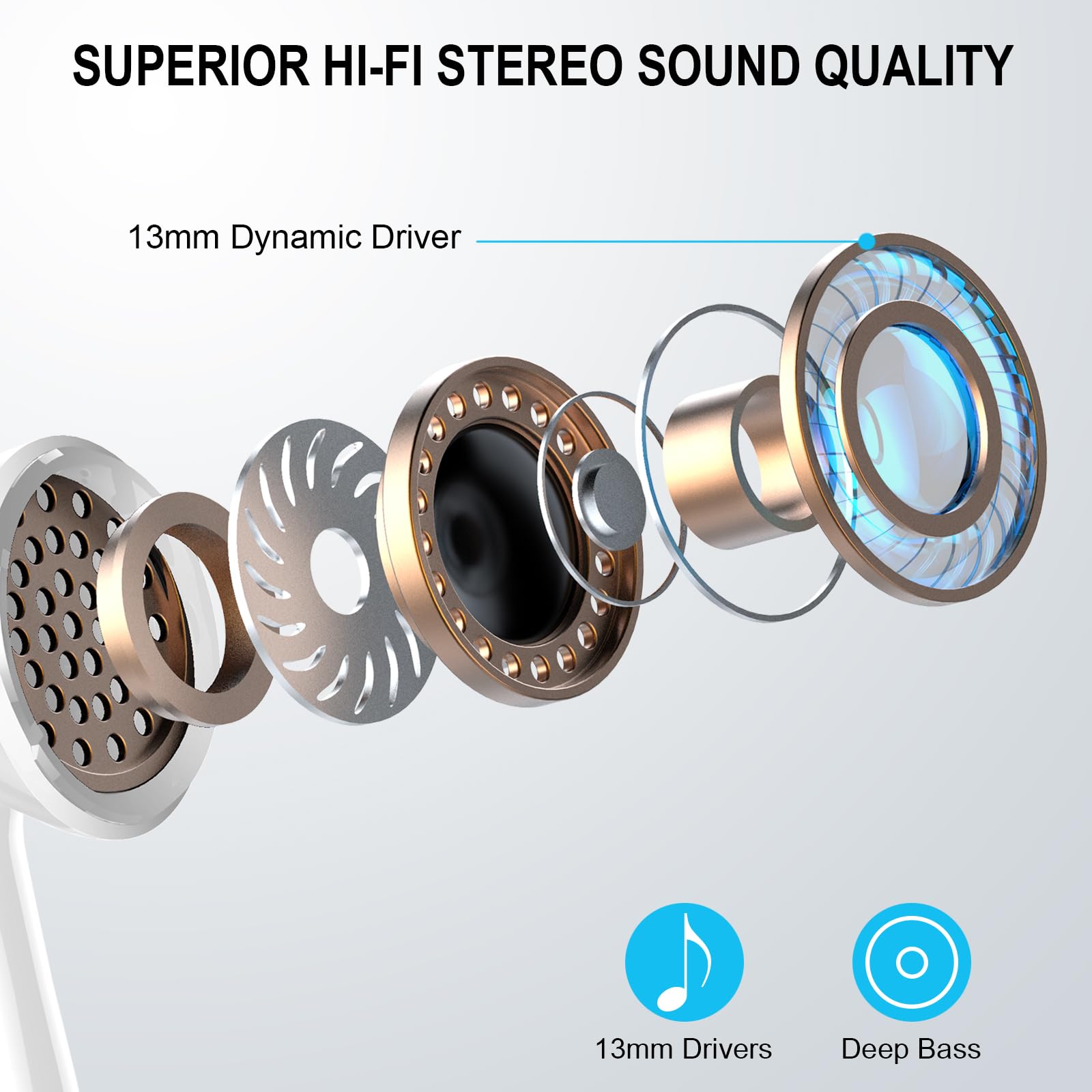 Donerton Cuffie Bluetooth, Auricolari Bluetooth Stereo HiFi con HD Mic, Cuffie Wireless 48 Ore LED Display, in Ear Cuffiette Bluetooth
