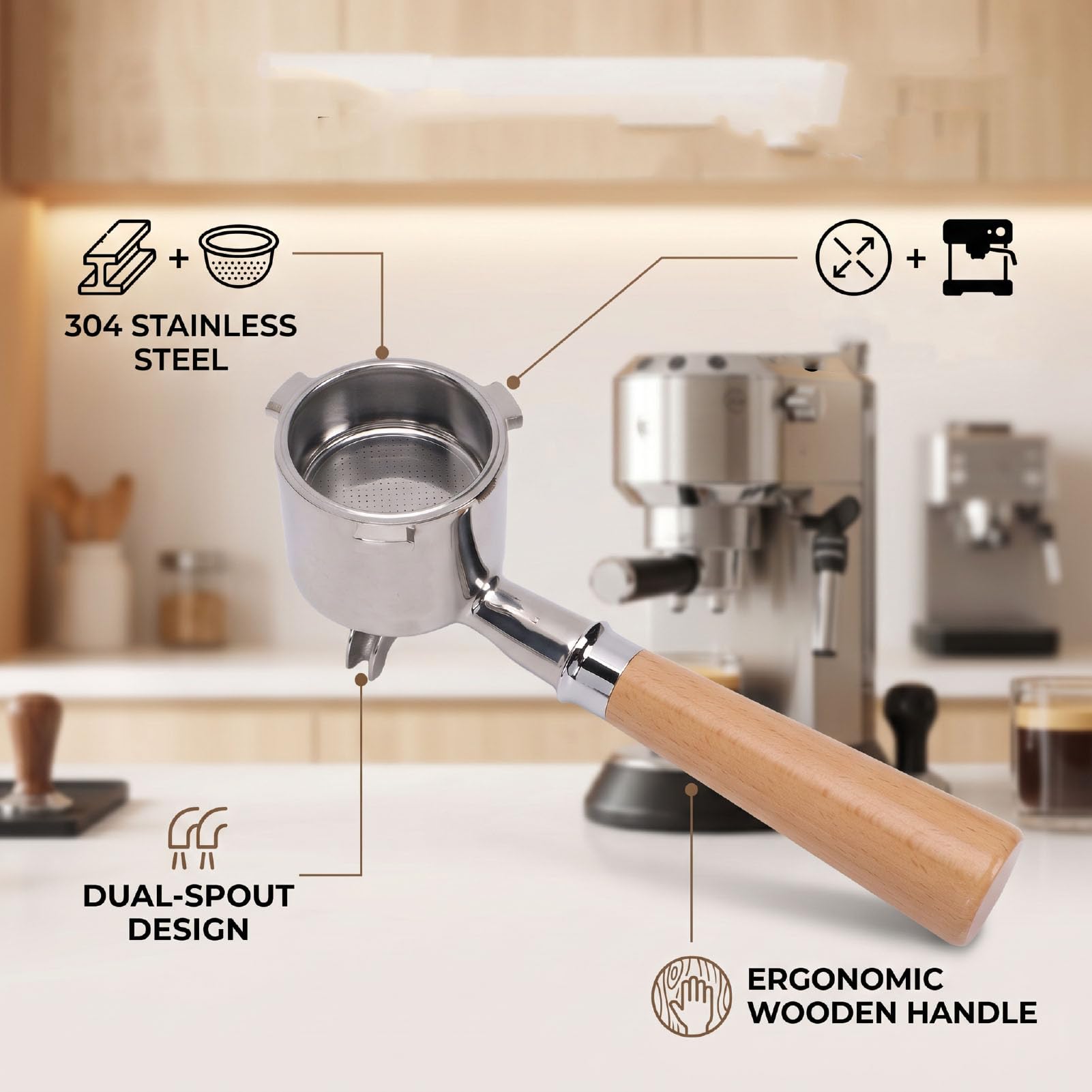 GOWENIC 51mm Portafiltro de Café para Barista Casero