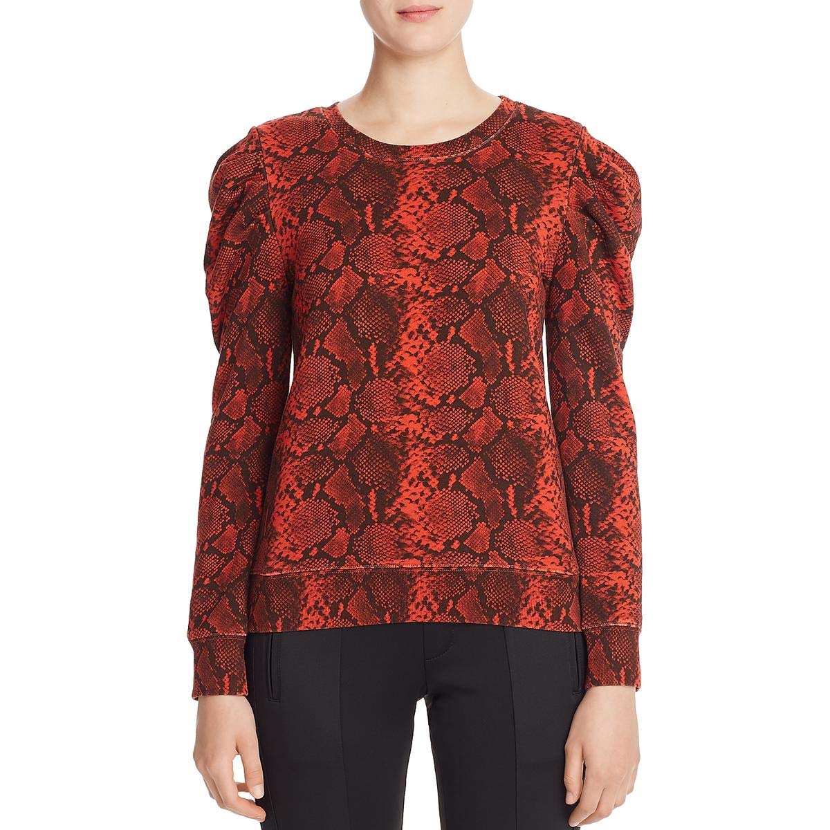 Womens Petites Snake Print Crewneck Sweatshirt Red
