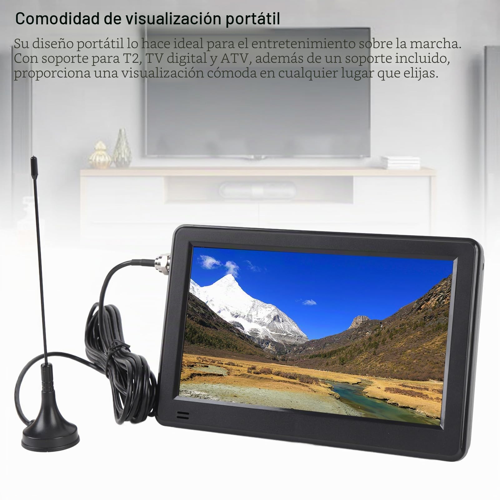 Sxhlseller tv Digital TV de 6 Pulgadas, Televisión Portátil para Automóviles con Batería Recargable de 1500 mAh y Control Remoto