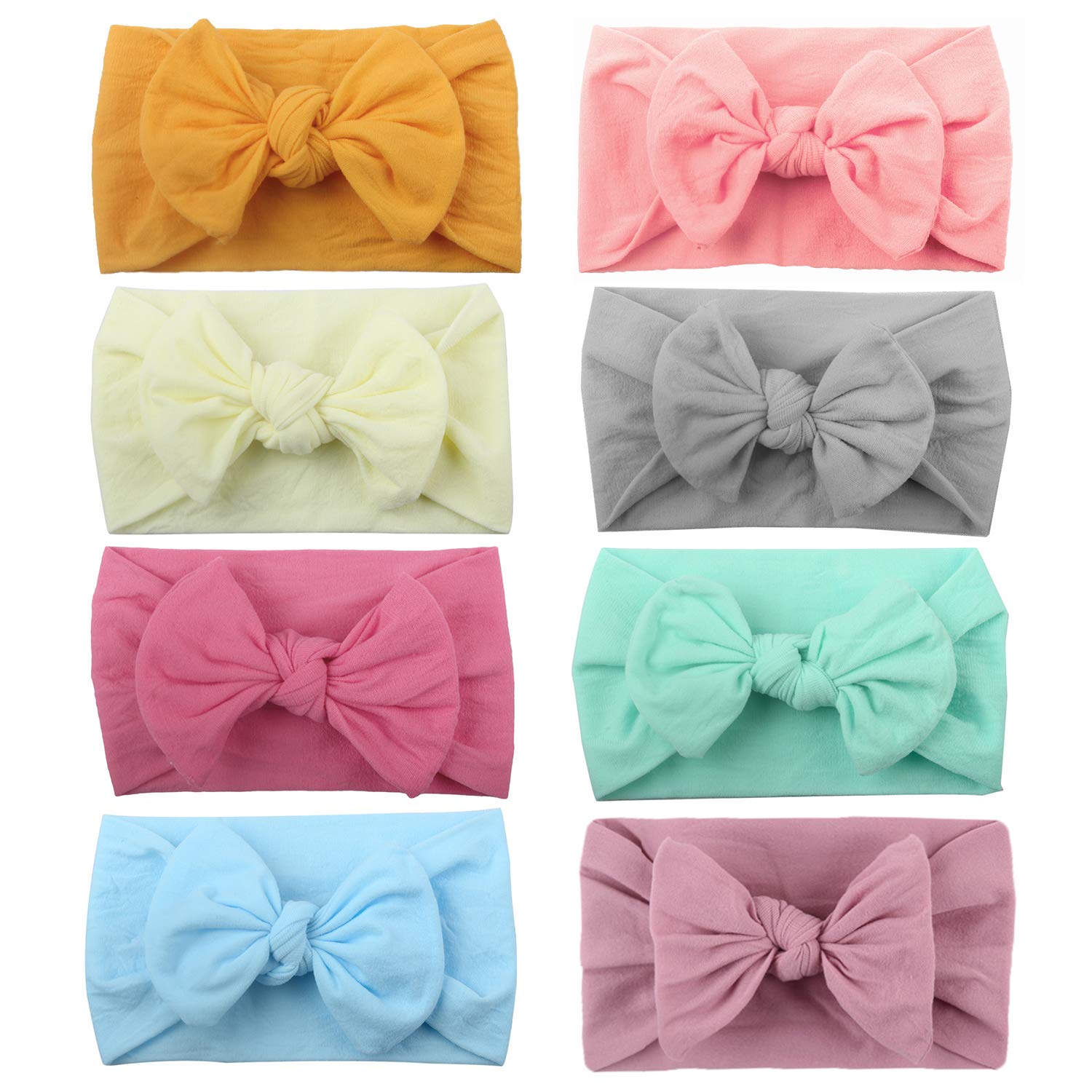 ZOCONE 8 Piezas Diademas Bebé Niña Cinta Pelo Bebe Elástico Lazo Diademas Suave Turbante Bebé Niña Hairband Multicolores Headband Nylon Diademas para Bebé Recien Nacidos Niñas