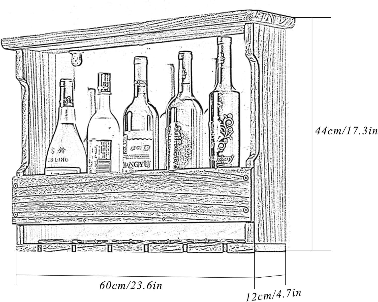 Vintage Rustic Wood Wine Rack, Wine Bottle Rack Wall Mounted Wine Rack for Home Kitchen Bar Cabinets