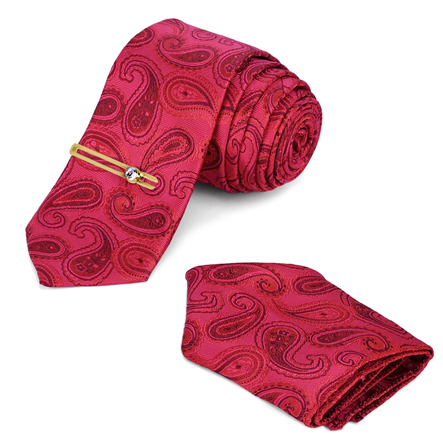 louis stitch Mens Blue Italian Silk Necktie Set Incl Pocket Square GoldenTiepin American Style Formal Tie Gift Set for Men (TEGP-Paisley_)-picture-12
