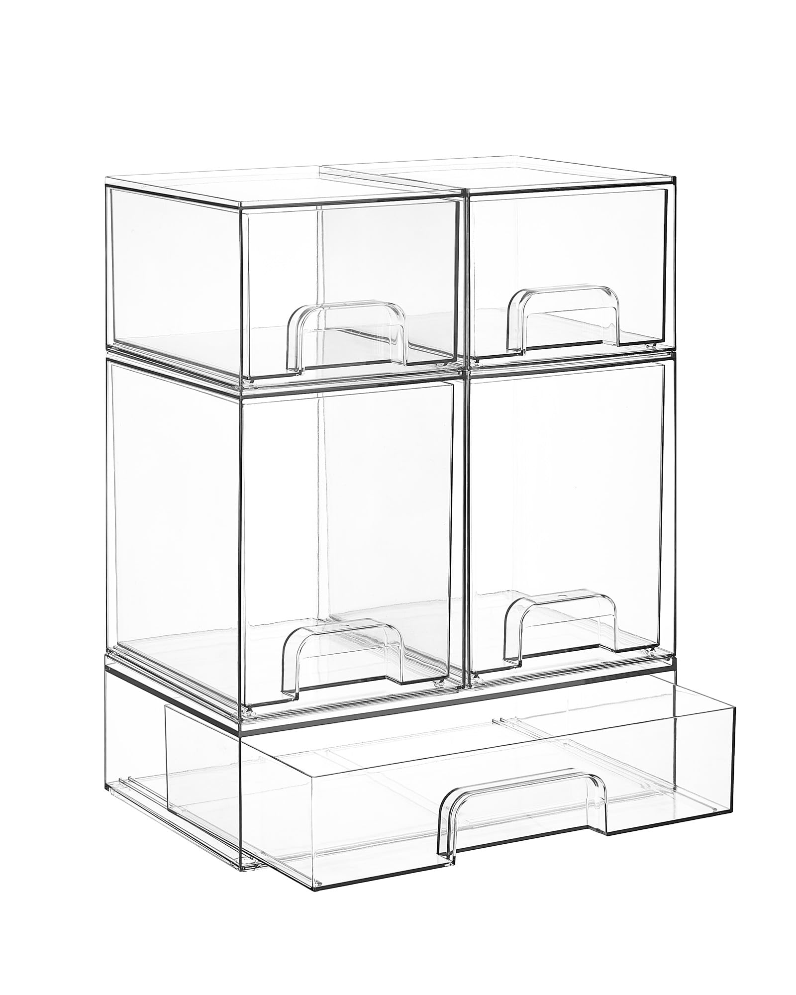 Vtopmart Boxen Aufbewahrung mit 5 Schubladen, Clear Schminktisch Organizer, Anti-Rutsch Organizer Schublade Benutzt für Badezimmer, Schminktisch, Schreibtisch