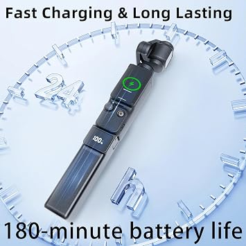 Battery Handle for DJI Osmo Pocket 4 3 Extended Accessories Battery Handle 5000mAh Mobile Power with MINI Tripod an Tempered Protector(USB-C Does not Support All Output)