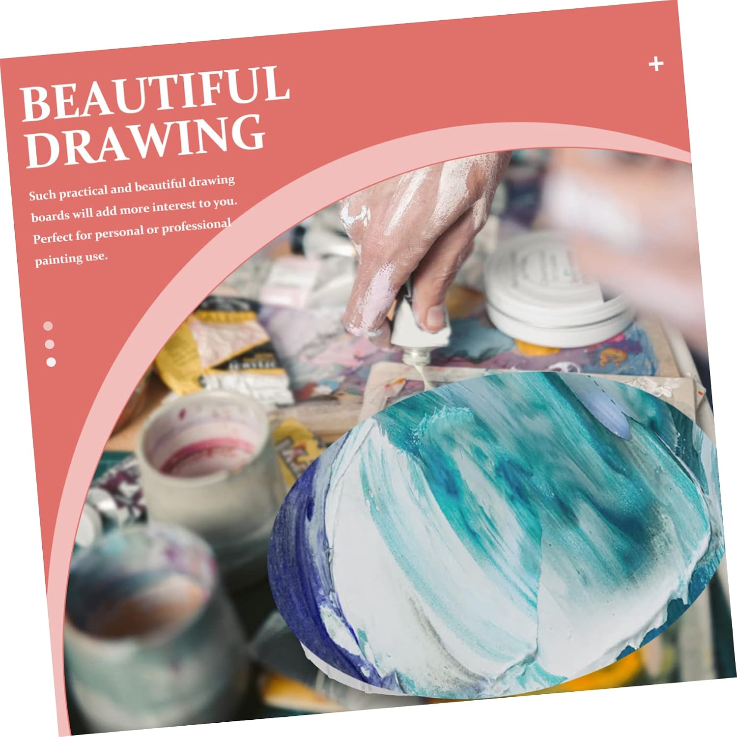 jojofuny Round Canvas Painting Board for Oil Paint 50CM White Artist Canvas Panel for DIY Art Projects Suitable for Skill Levels