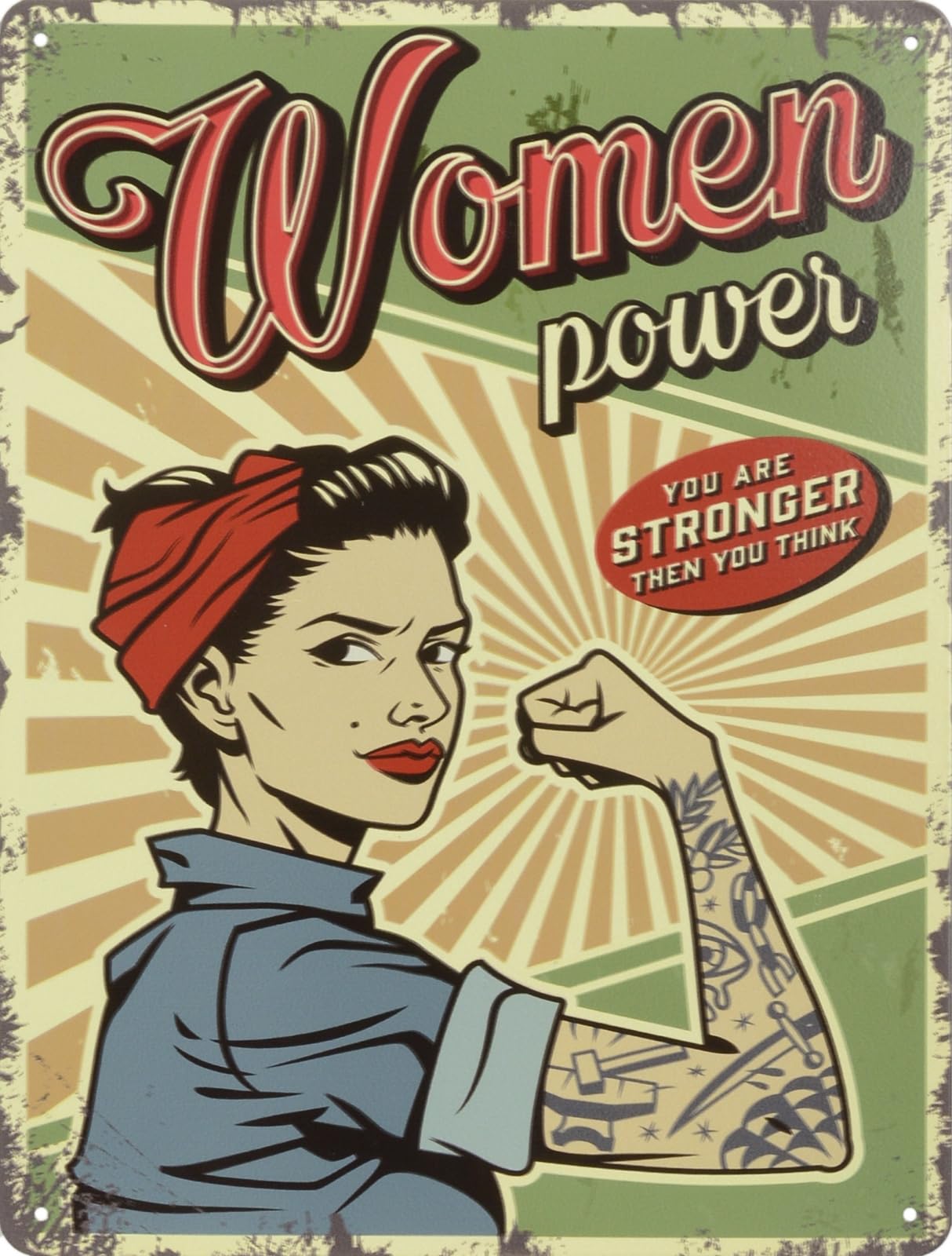 aubaho Cartel de chapa para mujer, réplica de potencia, diseño retro
