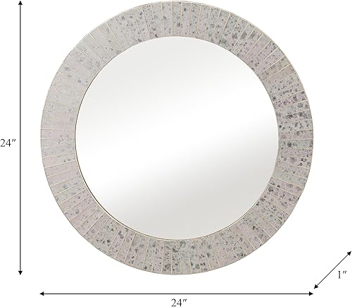 Miniatura 6 de Sagebrook Home Mosaic 24" Rnd espejo mosaico de azulejos Chmpg, redondo, porcelana, contemporáneo, 24" de largo x 1" de ancho x 24" de alto, color