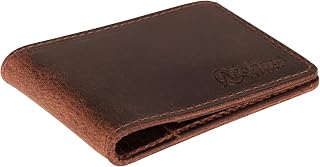 Men’s Leather Wallet – RFID Blocking Front Pocket Design with ID Window – Handmade Minimalist Slim Bifold, Gift for Men – Multiple Styles Available (Washington, Vintage Brown)