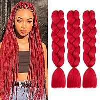 Vista 25 de Paquete de 3 extensiones de cabello sintético para trenzar de ganchillo de alta temperatura de 24 pulgadas (azul/azul cielo)