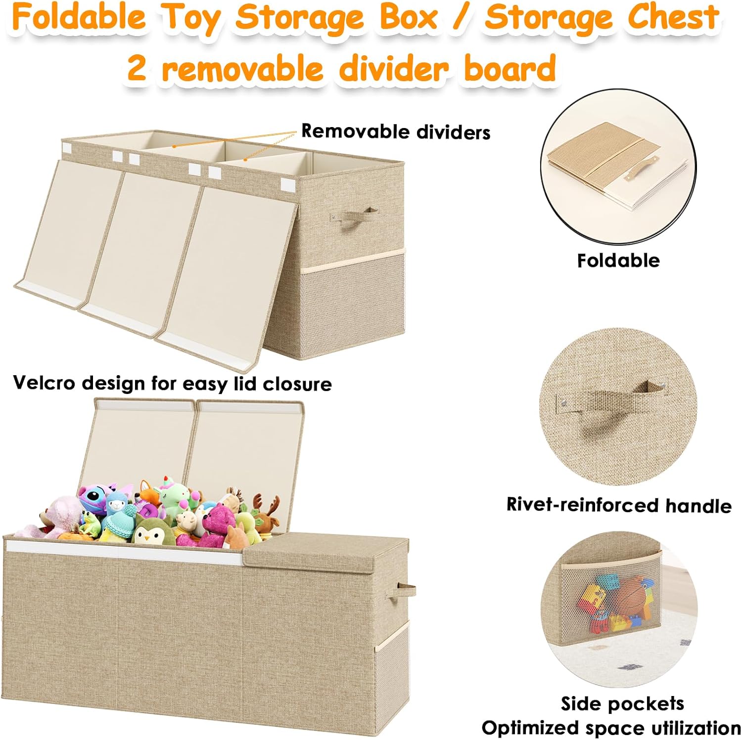 Extra Large Toy Box Chest with Lid, Kids Toy Storage Organizer for Boys Girls, Big Toy Bin Basket Extra Large Toy Storage Box for Living Room Playroom Nursery (40" x14" x16")