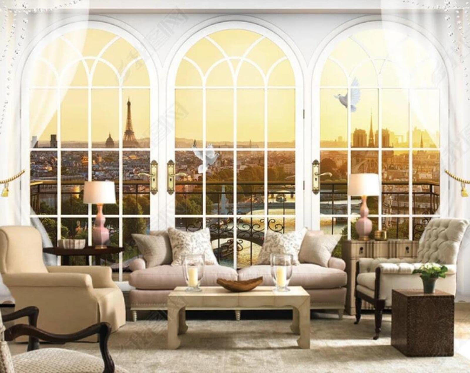 Papier Peint Panoramique Paysage Urbain 3D pour Évader Votre Esprit au Salon