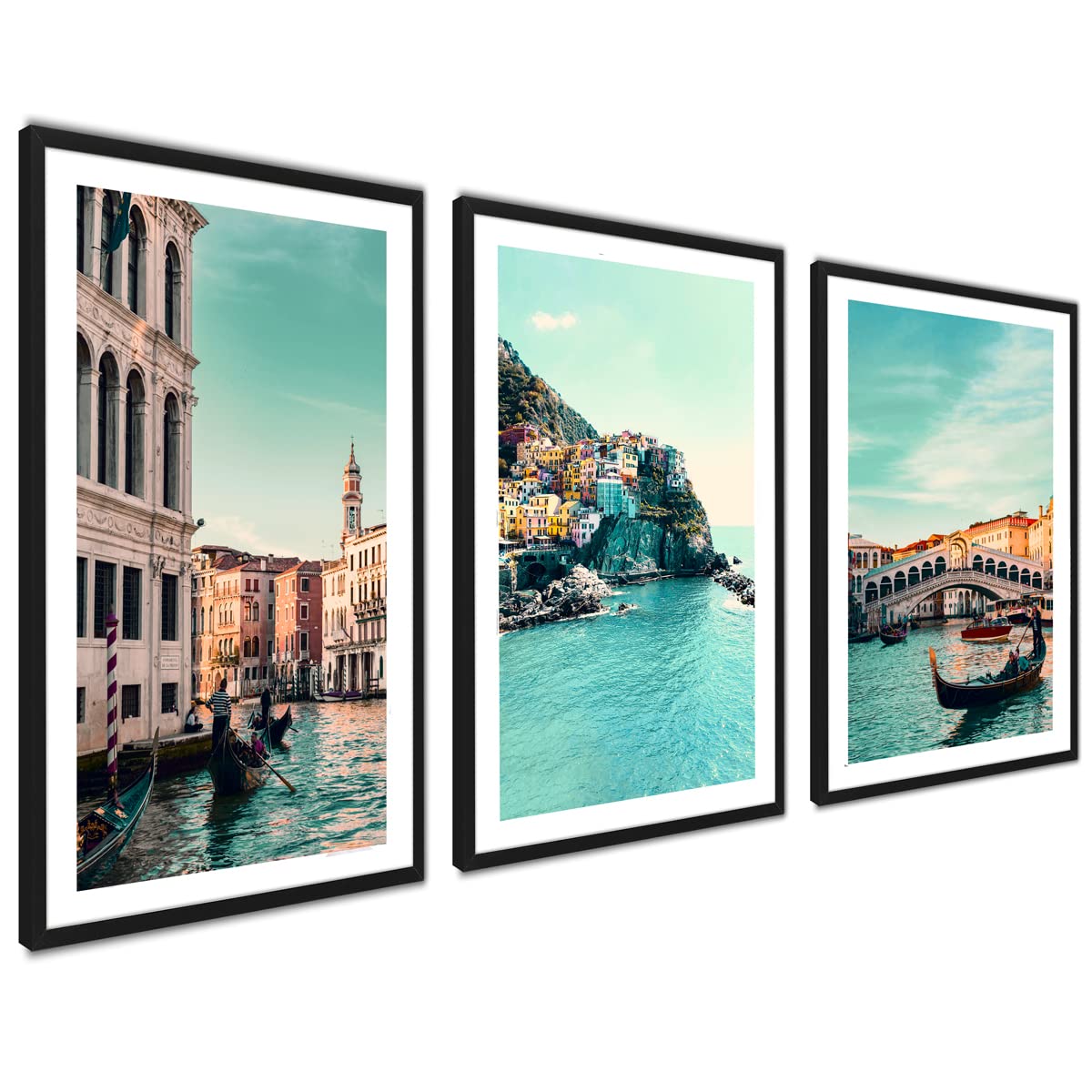 ag.art deco Pack of 3 Wall Art 50x70cm Black Frame Wall Decor Modern Design — image 1